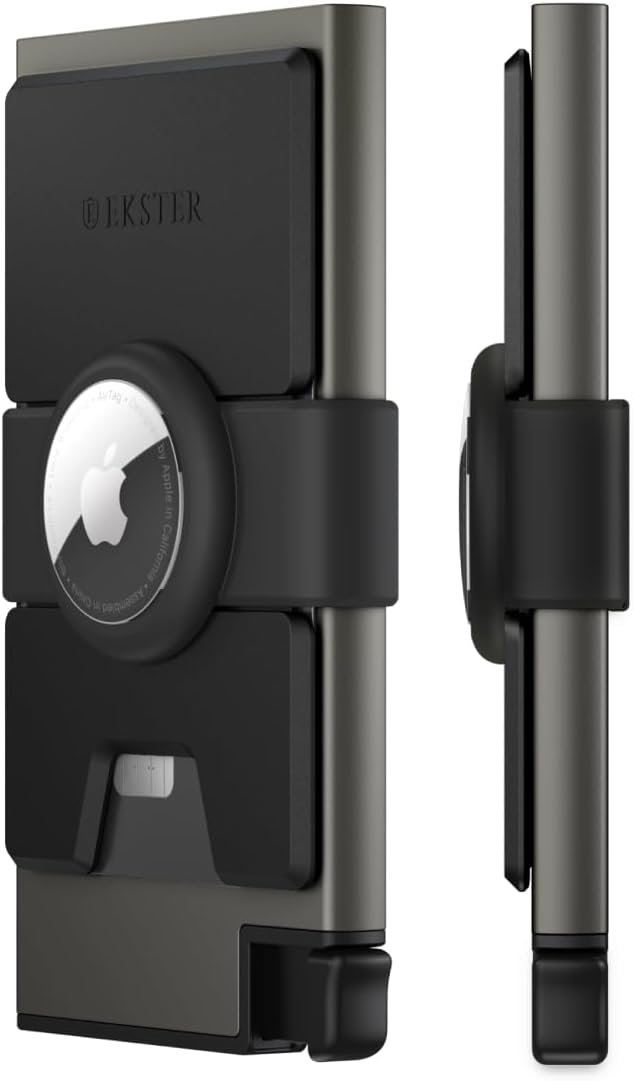 Ekster Aluminum AirTag Pockets | Sensible Wallets for Males | Apple Air Tag Pockets with RFID Blocking Protecting Layer | Slim & Minimalist Cash Holder with Push Button for Fast Card Entry (Graphite)