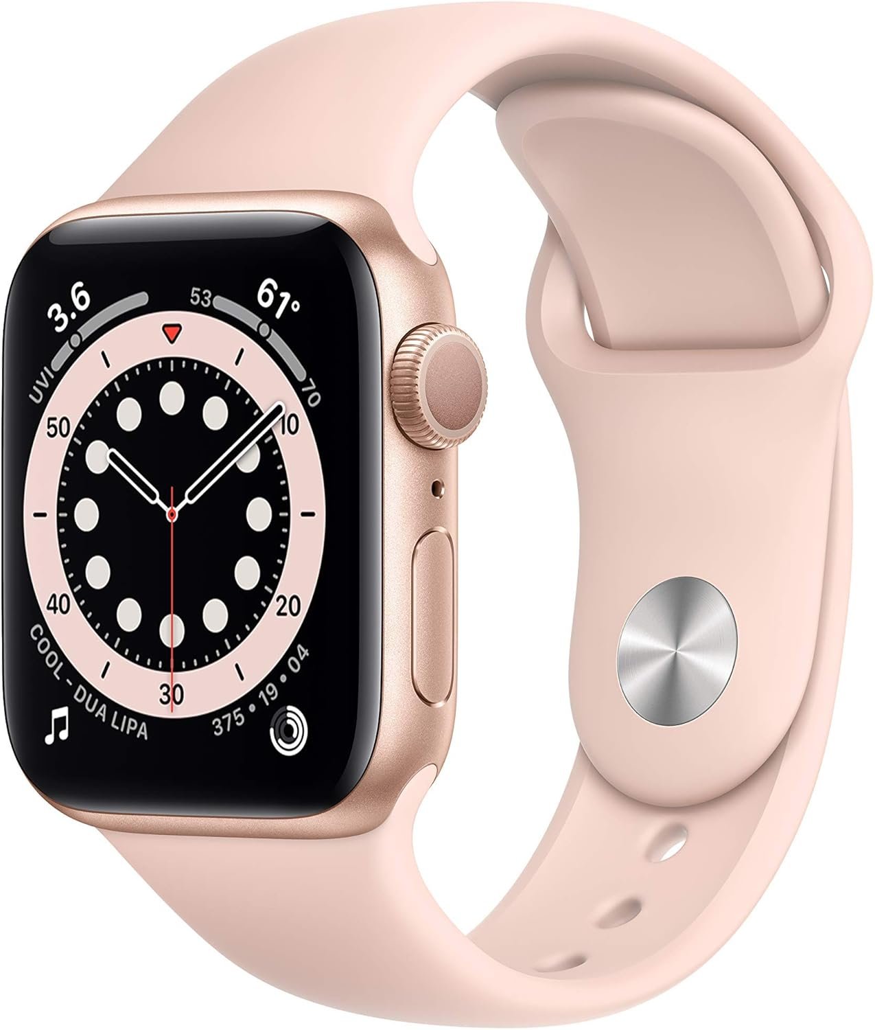 Apple Watch Collection 6 (GPS, 40mm) – Gold Aluminum Case with Pink Sand Sport Band (Renewed) Apple Watch Collection 6 (GPS, 40mm) – Gold Aluminum Case with Pink Sand Sport Band (Renewed)