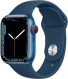 Apple Watch Collection 7 (GPS + Mobile, 45mm) Blue Aluminum Case with Abyss Blue Sport Band, Common (Renewed)