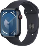 Apple Watch Collection 9 (GPS + Mobile 45mm) Midnight Aluminum Case with Midnight Sport Band M/L (Renewed)