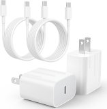 20W USB C Quick Charger Suitable with iPhone 16/16 Plus/ 16 Professional Max/ 15/ iPad Professional, 2Pack PD USB C Charger Block with 6FT Sort C to C Cable