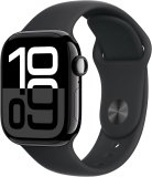 Apple Watch Sequence 10 [GPS, 46mm] – Jet Black Aluminum Case with Black Sport Band, M/L (Renewed)
