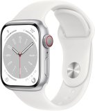 Apple Watch Sequence 8 (GPS + Mobile, 41mm) – Silver Aluminum Case with White Sport S/M Band (Renewed Premium)